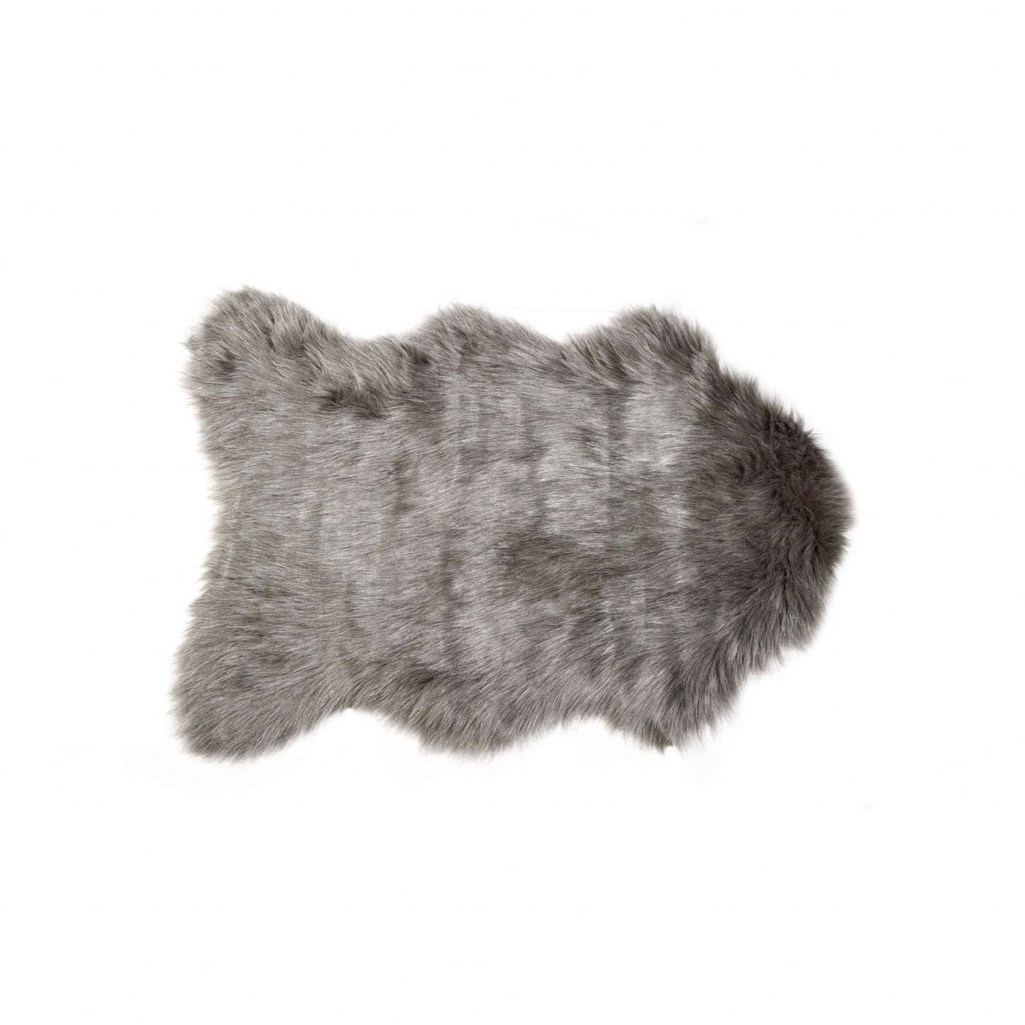 HomeRoots 24" x 36" x 1.5" Sheepskin Faux Fur Single Area Rug in Gray Finish