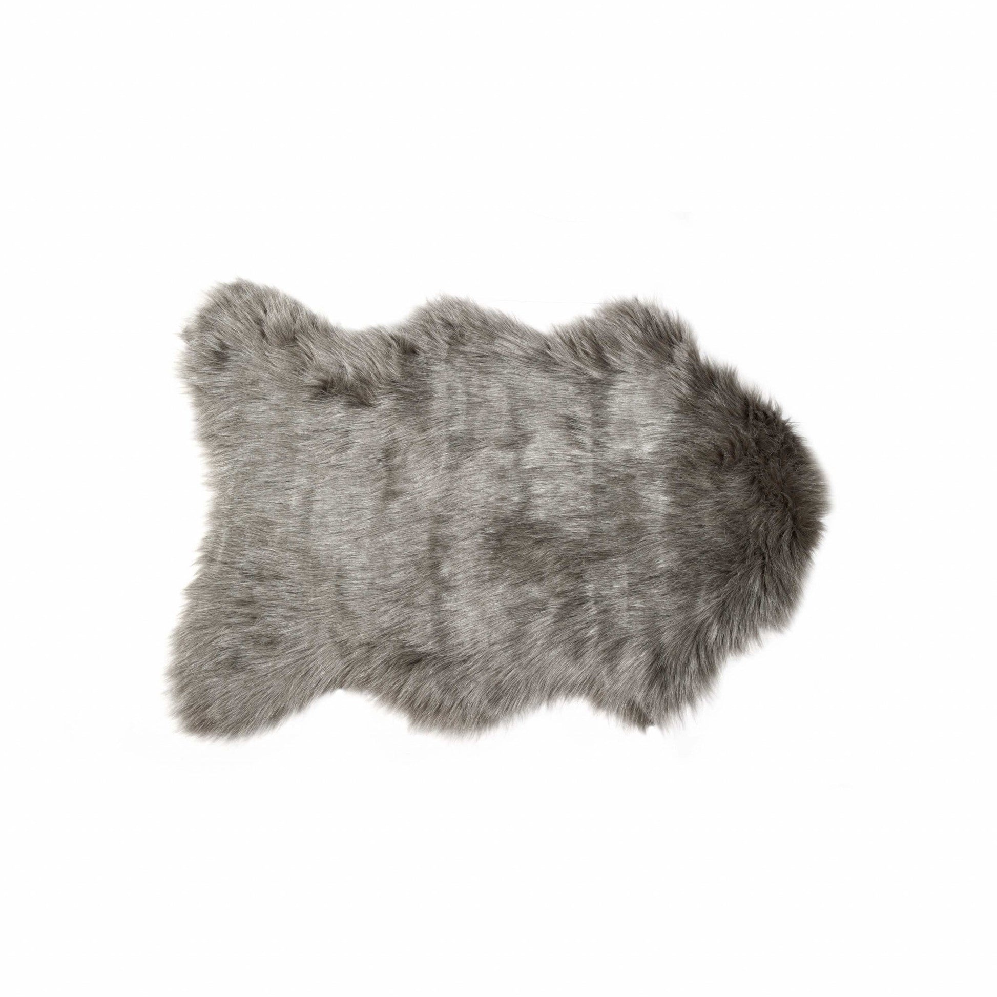 HomeRoots 24" x 36" x 1.5" Sheepskin Faux Fur Single Area Rug in Gray Finish