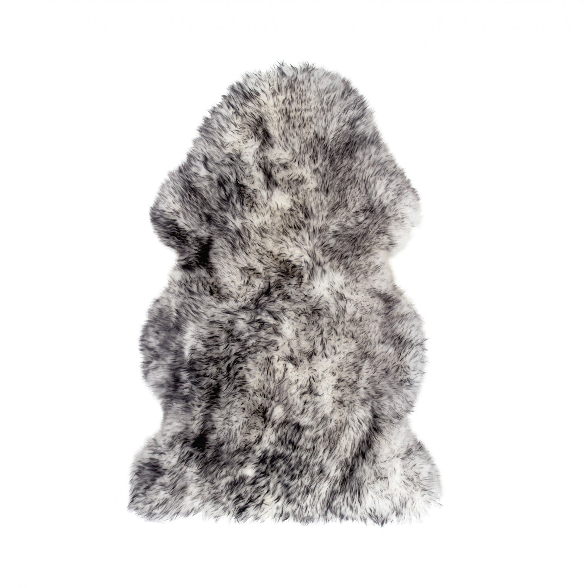HomeRoots 24" x 36" x 1.5" Single Sheepskin Area Rug in Gradient Gray Finish