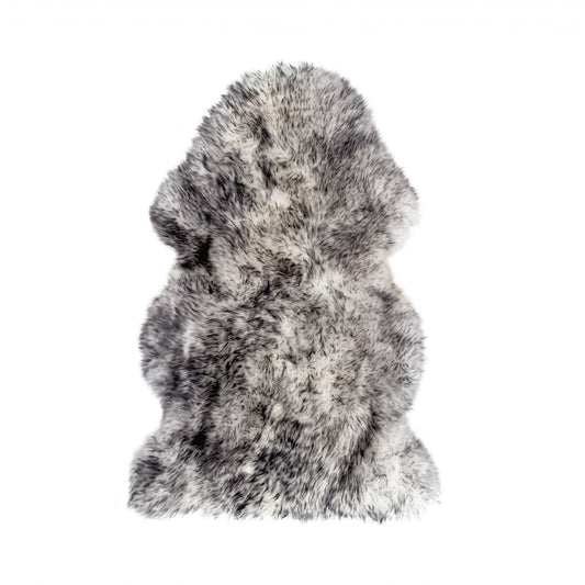 HomeRoots 24" x 36" x 1.5" Single Sheepskin Area Rug in Gradient Gray Finish