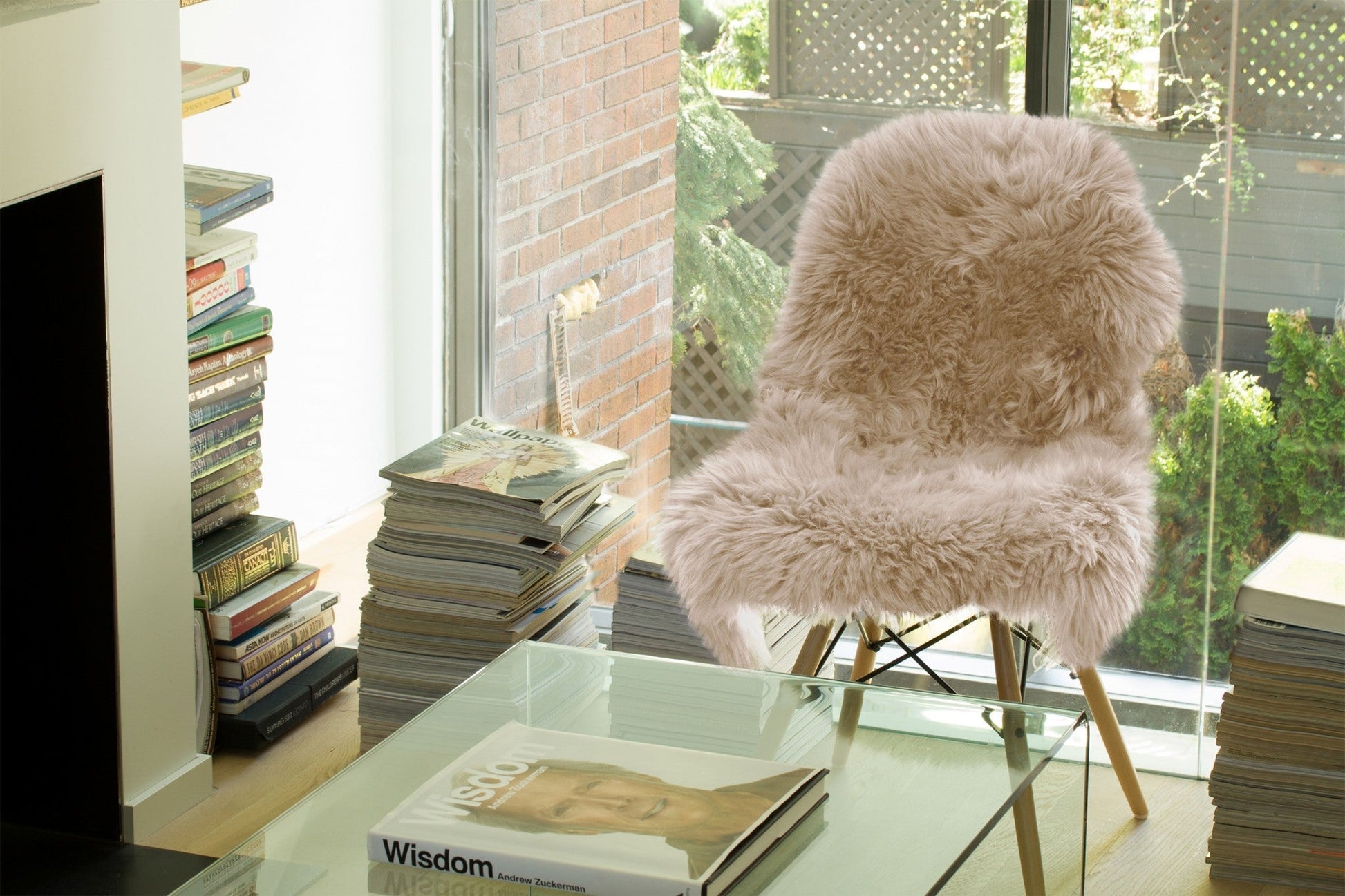 HomeRoots 24" x 36" x 1.5" Single Sheepskin Area Rug in Taupe Finish
