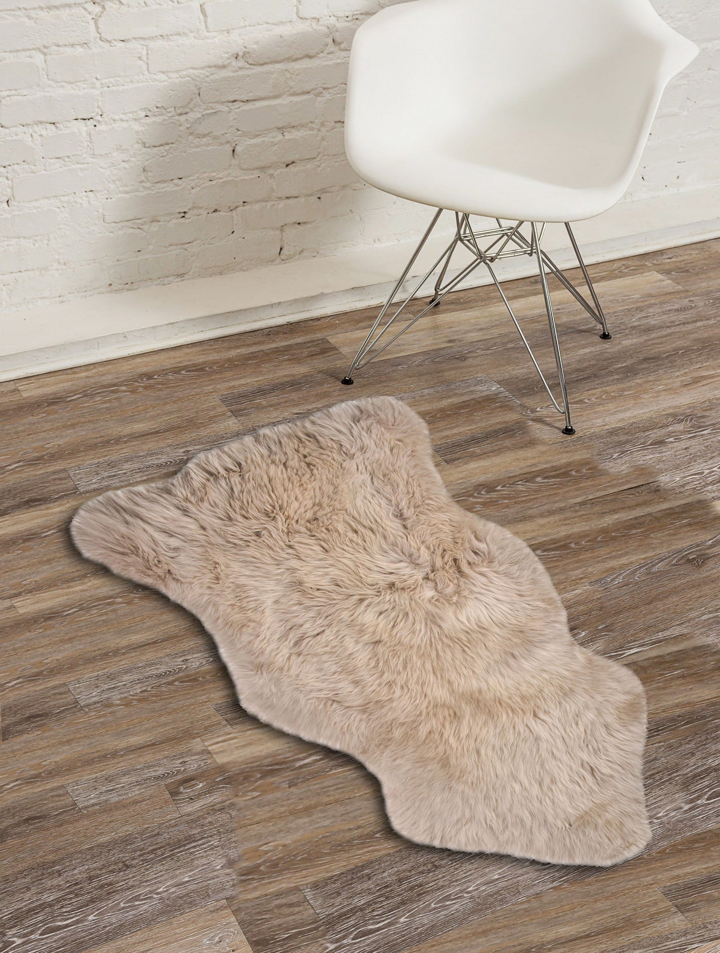 HomeRoots 24" x 36" x 1.5" Single Sheepskin Area Rug in Taupe Finish