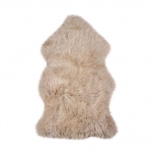 HomeRoots 24" x 36" x 1.5" Single Sheepskin Area Rug in Taupe Finish