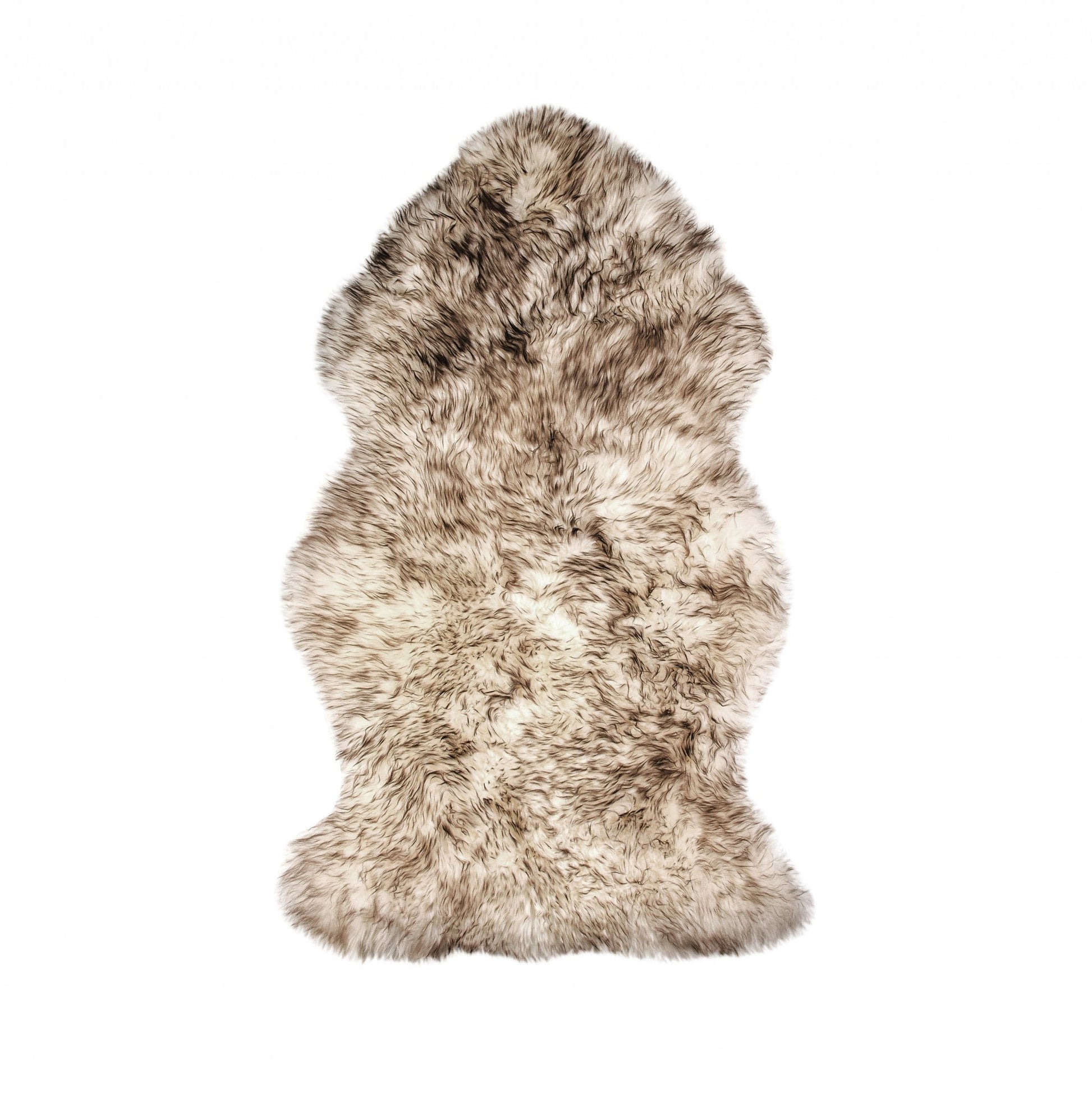HomeRoots 24" x 36" x 2" New Zealand Single Sheepskin Rug With Gradient Chocolate Finish