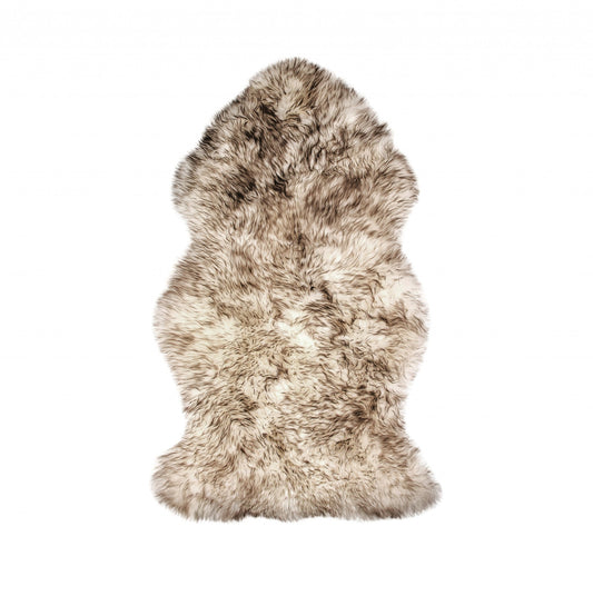 HomeRoots 24" x 36" x 2" New Zealand Single Sheepskin Rug With Gradient Chocolate Finish