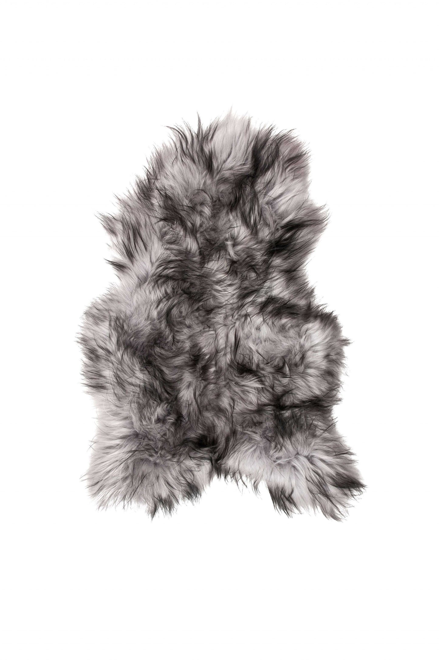 HomeRoots 24" x 36" x 2" Sheepskin Single Long-Haired Area Rug in Metallic Silver Finish
