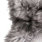 HomeRoots 24" x 36" x 2" Sheepskin Single Long-Haired Area Rug in Metallic Silver Finish