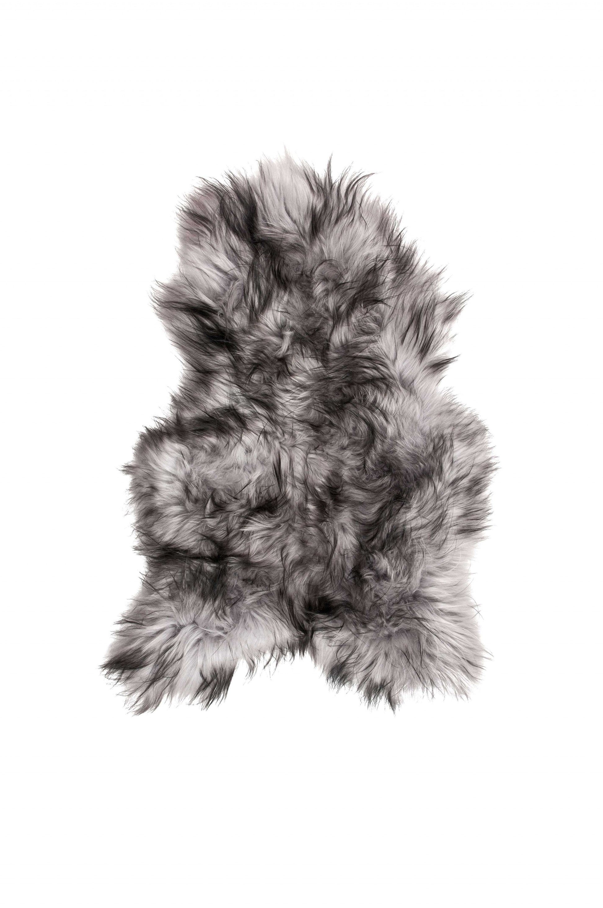 HomeRoots 24" x 36" x 2" Sheepskin Single Long-Haired Area Rug in Metallic Silver Finish