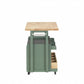 HomeRoots 24" x 43" x 35" Wood Casters Kitchen Cart in Natural & Green Finish