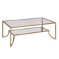 HomeRoots 24" x 48" x 18" Smoky Glass and Metal Coffee Table With Antique Gold Frame