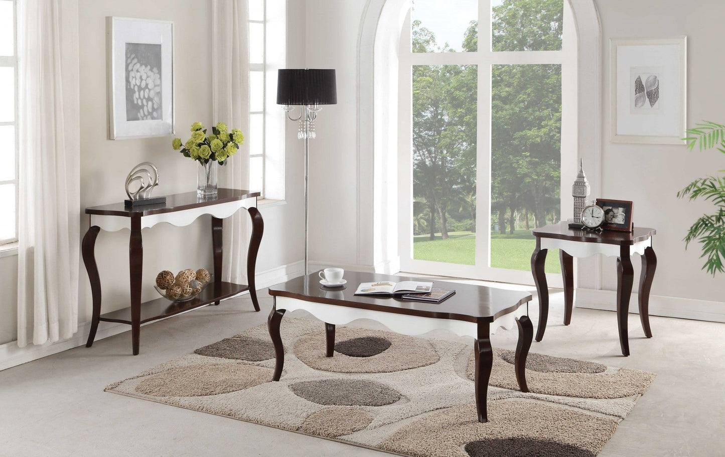 HomeRoots 24' x 48' x 18' Walnut White Wood Coffee Table