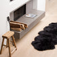 HomeRoots 24" x 72" x 2" Double Sheepskin Area Rug in Black Finish