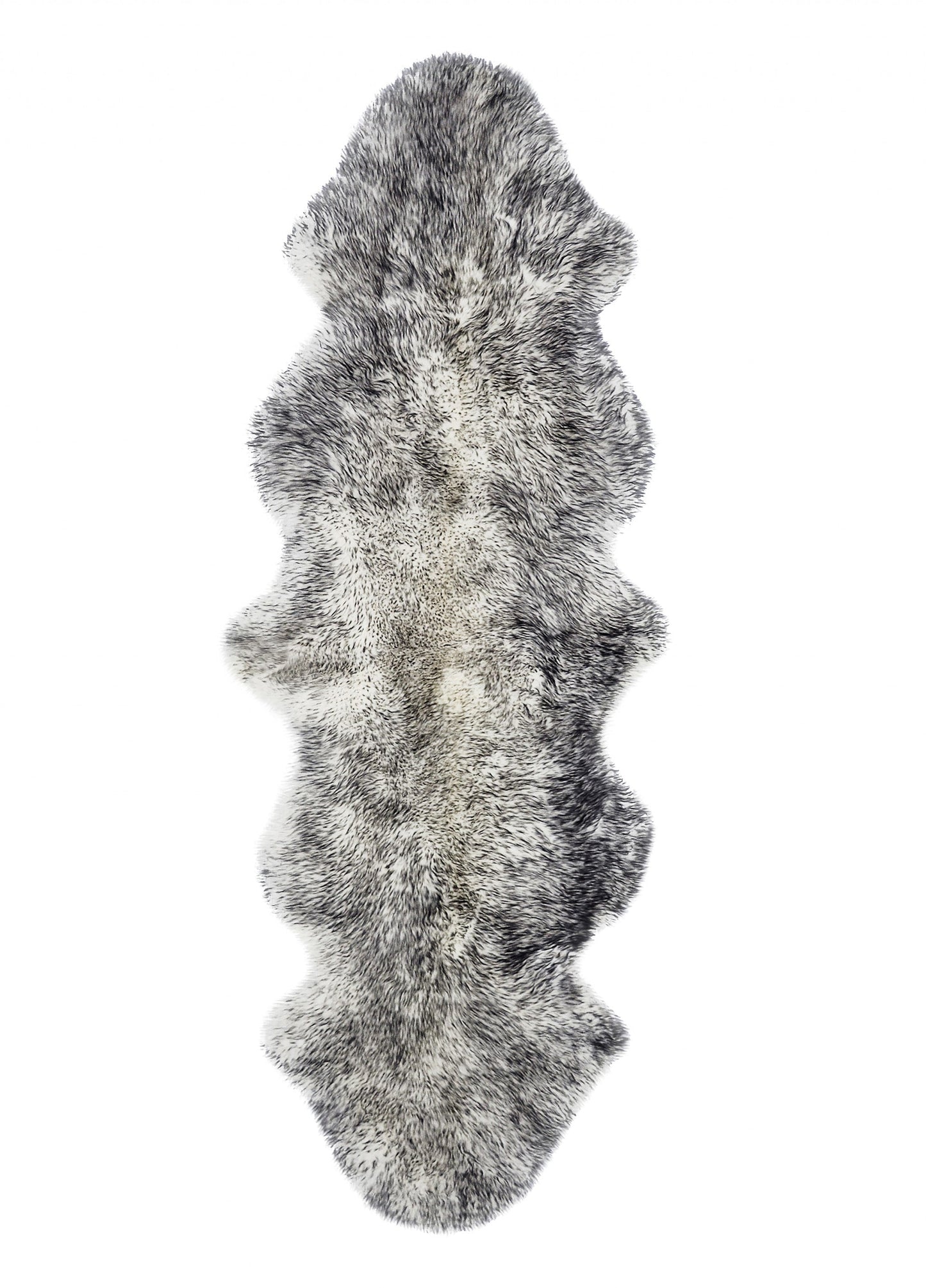 HomeRoots 24" x 72" x 2" Double Sheepskin Area Rug in Gradient Gray Finish