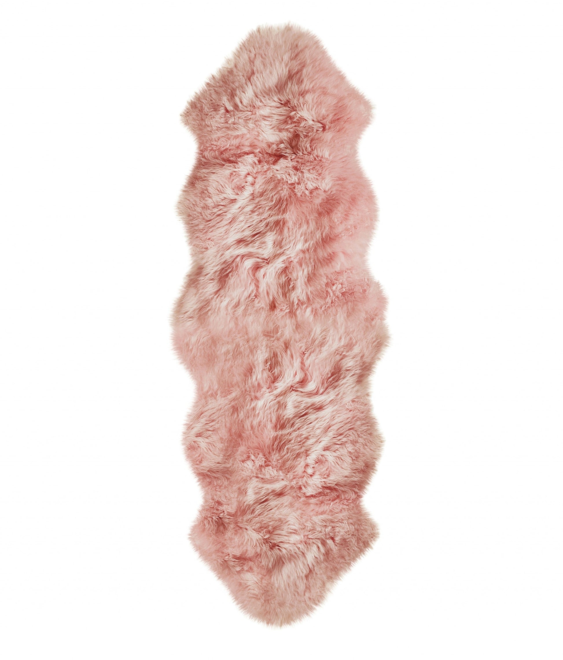 HomeRoots 24" x 72" x 2" Double Sheepskin Area Rug in Pink Finish