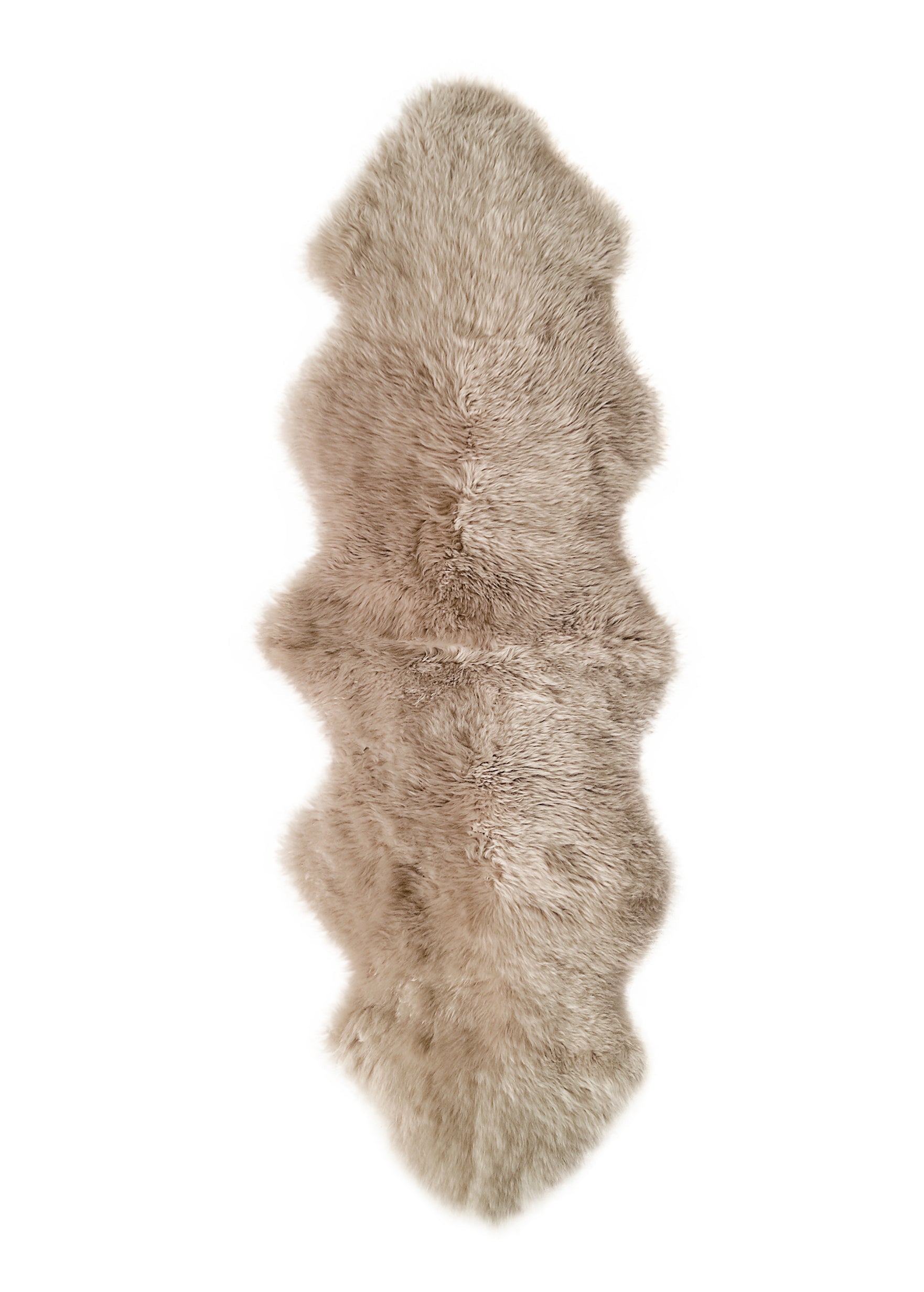 HomeRoots 24" x 72" x 2" Double Sheepskin Area Rug in Taupe Finish