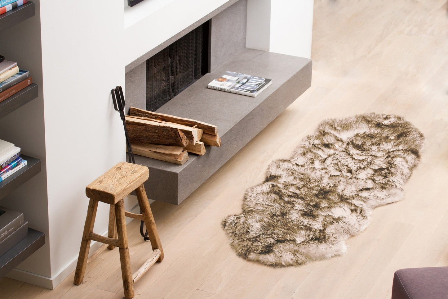 HomeRoots 24" x 72" x 2" Gradient Chocolate Double Sheepskin - Area Rug