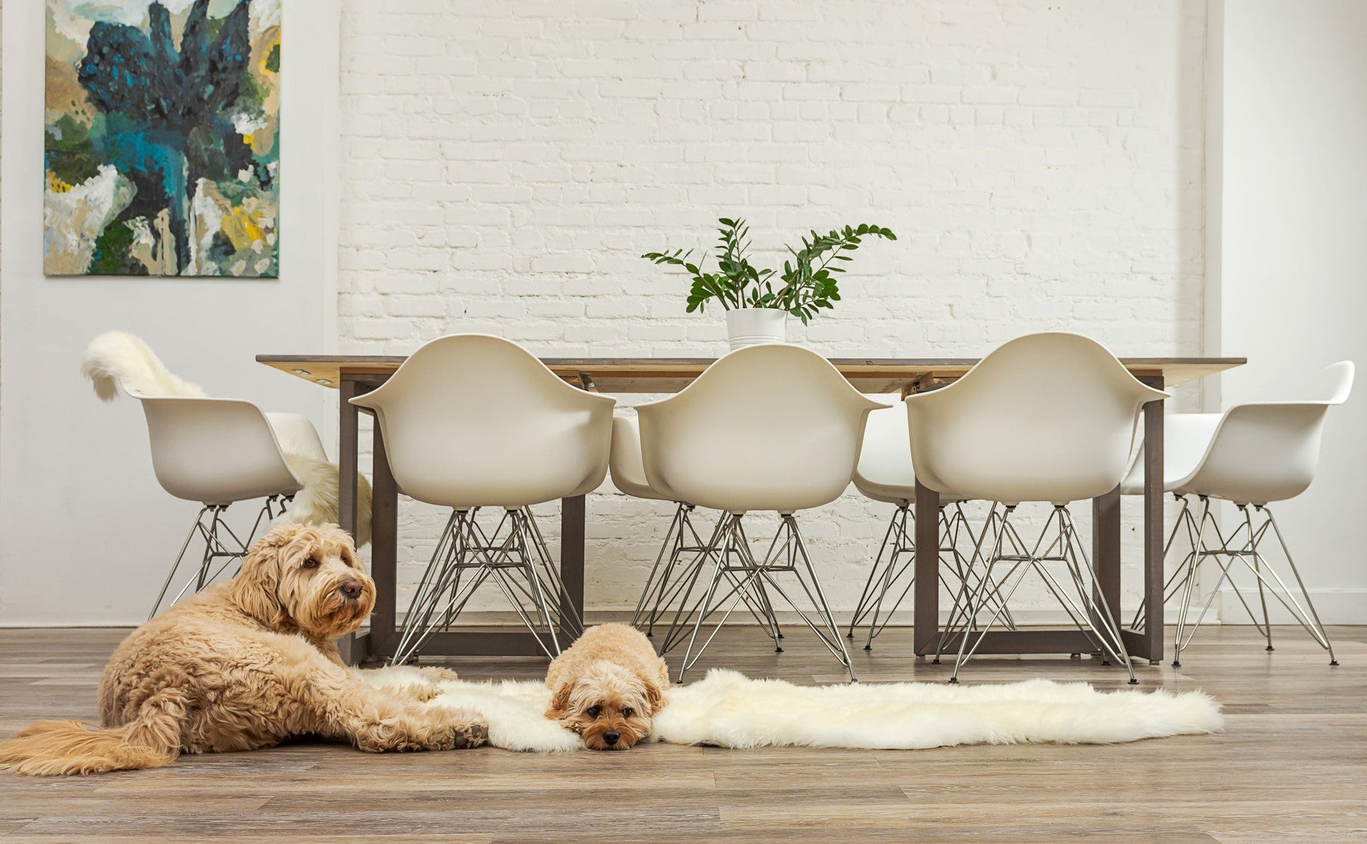 HomeRoots 24" x 72" x 2" Natural Double Sheepskin Area Rug