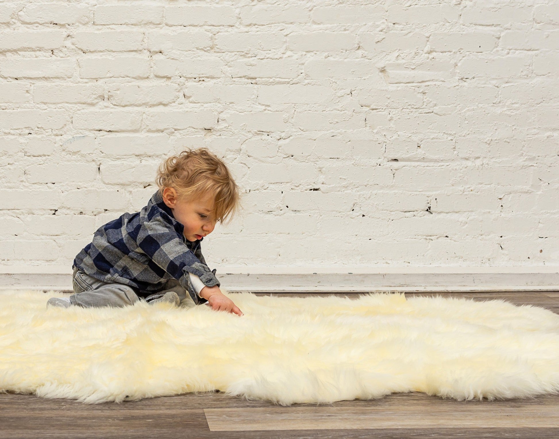 HomeRoots 24" x 72" x 2" Natural Double Sheepskin Area Rug