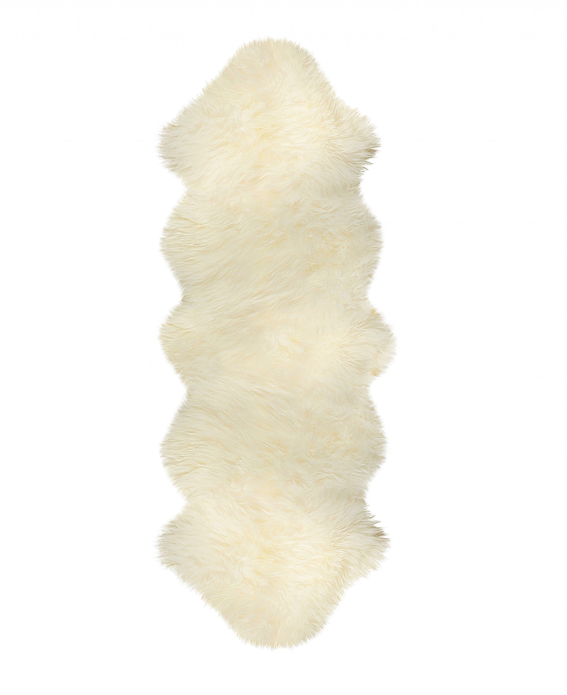 HomeRoots 24" x 72" x 2" Natural Double Sheepskin Area Rug