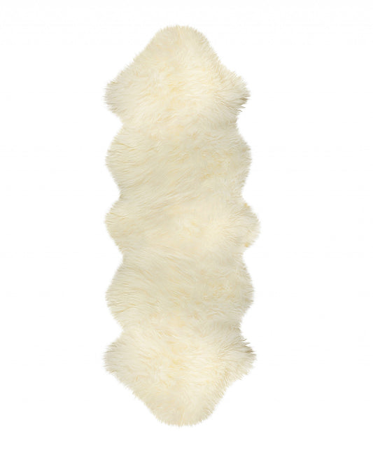 HomeRoots 24" x 72" x 2" Natural Double Sheepskin Area Rug