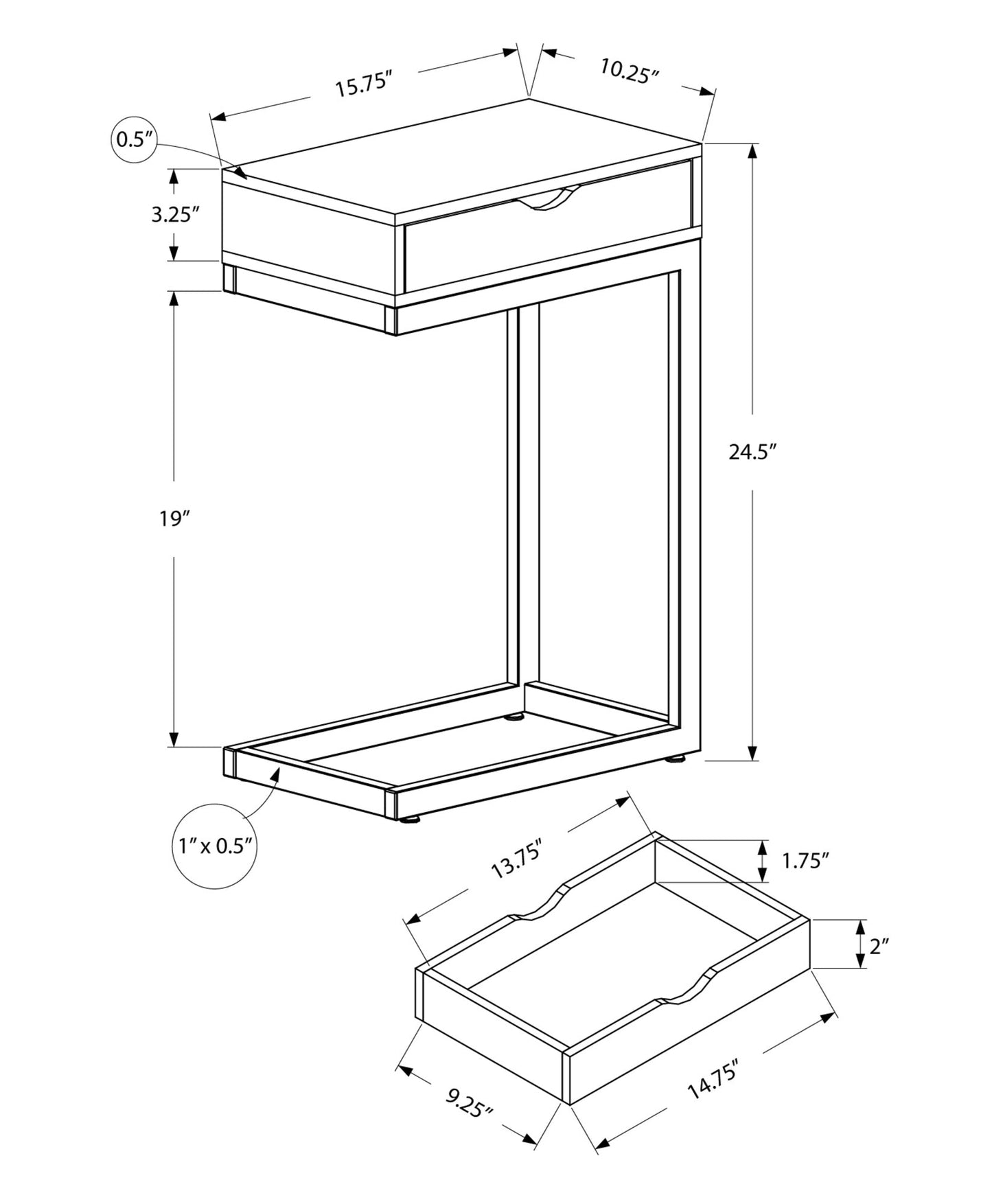 HomeRoots 24.5" Chromed Metal Accent Table With White Finish