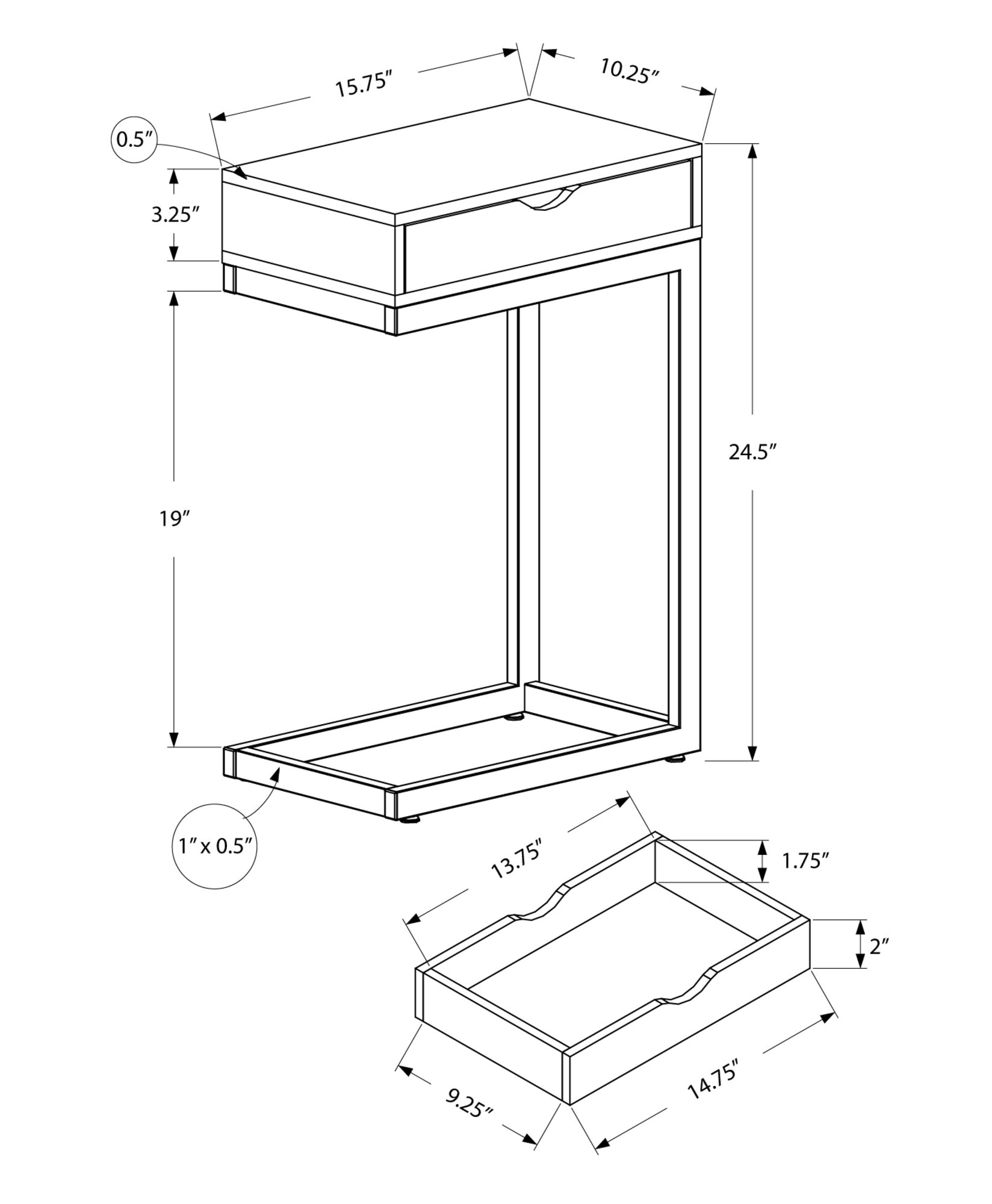 HomeRoots 24.5" Chromed Metal Accent Table With White Finish