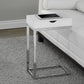 HomeRoots 24.5" Chromed Metal Accent Table With White Finish