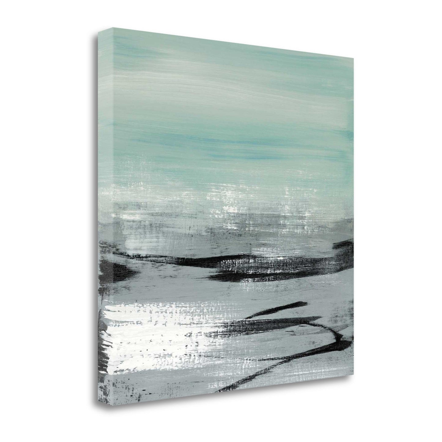 HomeRoots 25" Abstract Beach Painting Giclee Print on Gallery Wrap Canvas Square Wall Art