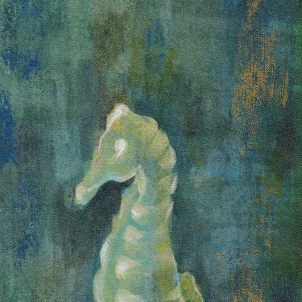 HomeRoots 25" Aqua Blue Seahorse Giclee Wrap Canvas Wall Art
