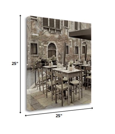 HomeRoots 25" Authentic Venetian Cafe Giclee Wrap Canvas Wall Art