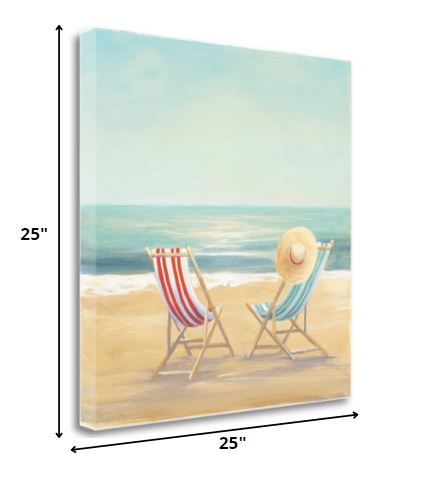 HomeRoots 25" Beach Chairs on the Sand Giclee Canvas Wall Art