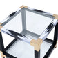 HomeRoots 25" Black And Gold And Clear Glass Mirrored End Table With Shelf