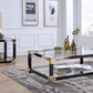 HomeRoots 25" Black And Gold And Clear Glass Mirrored End Table With Shelf