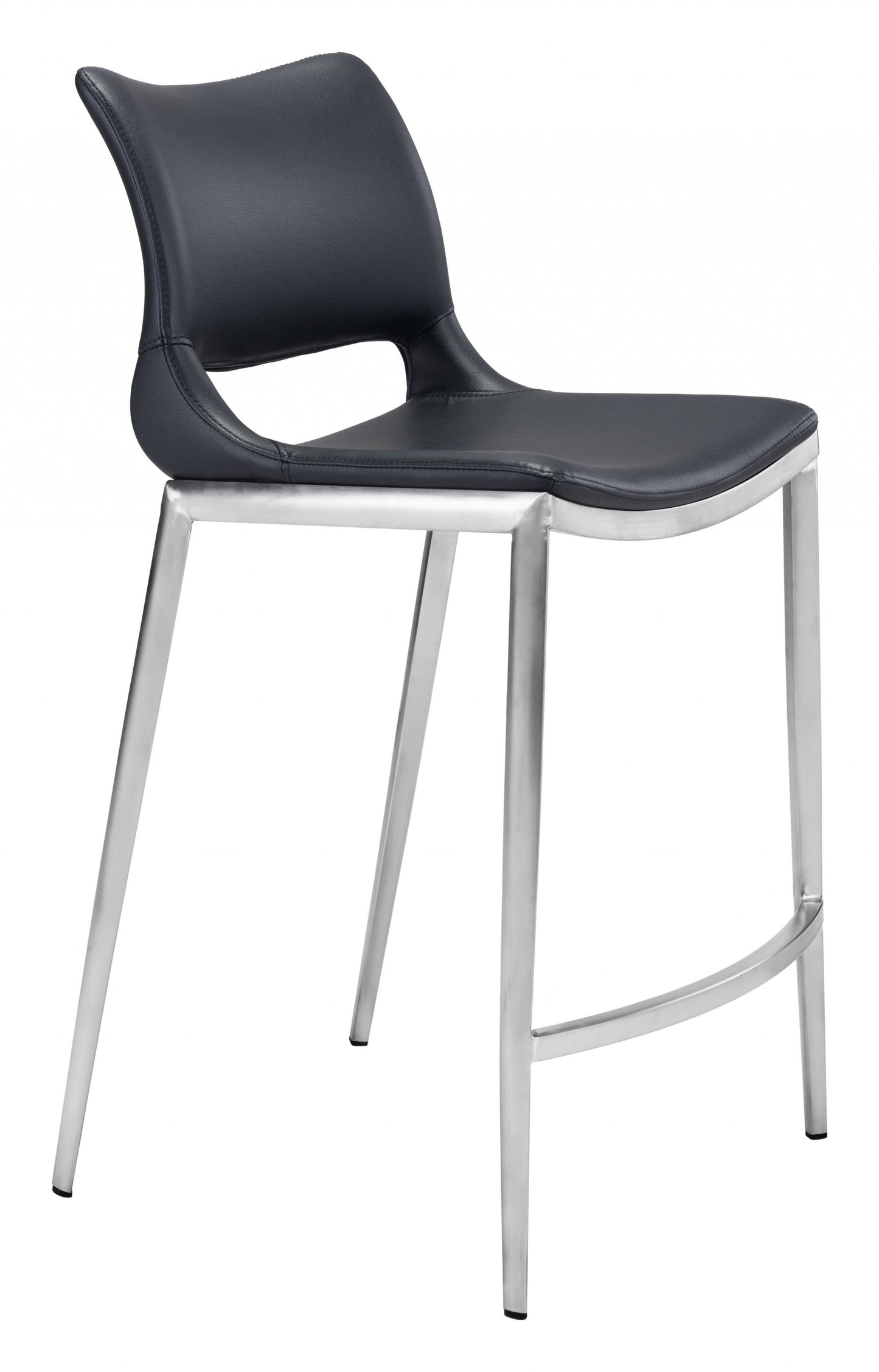 HomeRoots 25" Black And Silver Steel Low Back Counter Height Bar Chairs in Set of Two