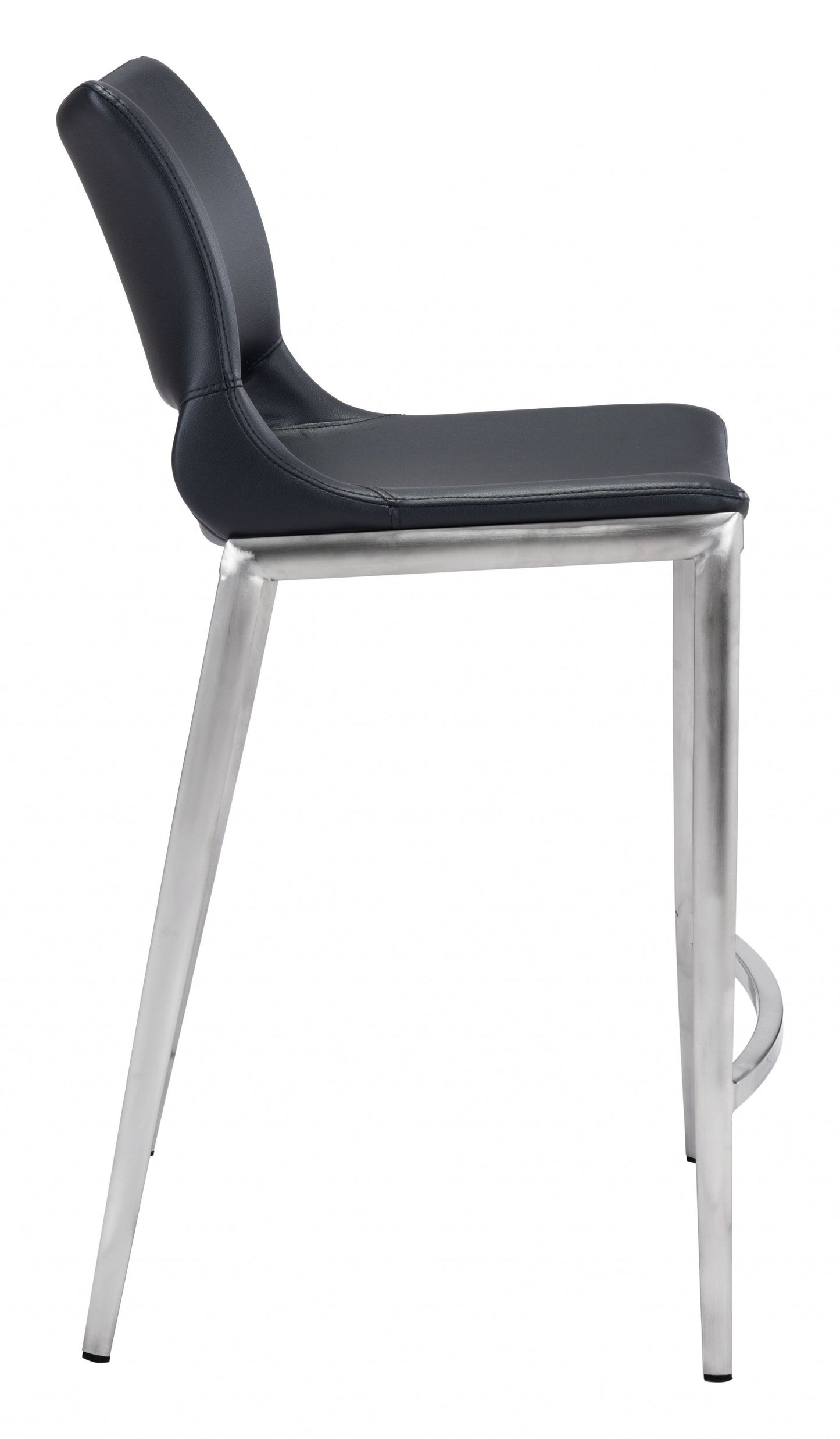 HomeRoots 25" Black And Silver Steel Low Back Counter Height Bar Chairs in Set of Two