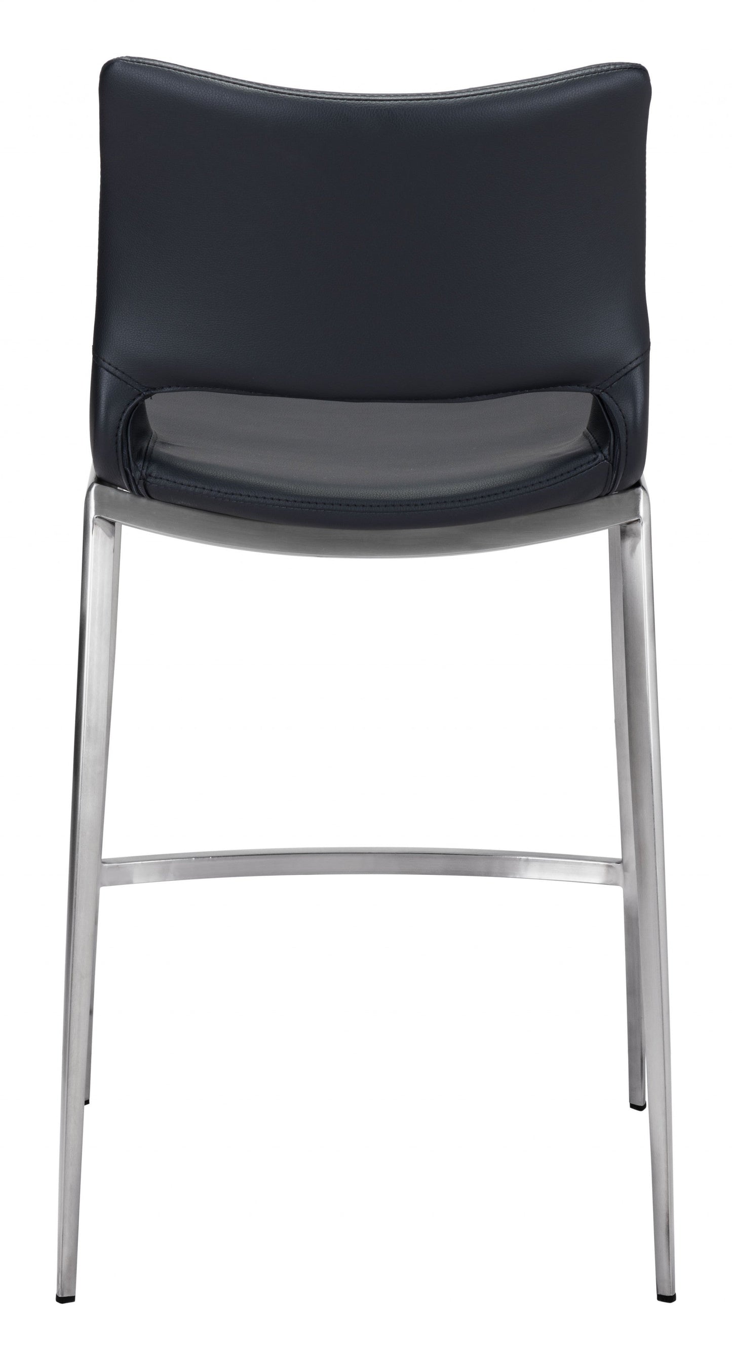 HomeRoots 25" Black And Silver Steel Low Back Counter Height Bar Chairs in Set of Two