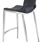 HomeRoots 25" Black And Silver Steel Low Back Counter Height Bar Chairs in Set of Two