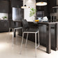 HomeRoots 25" Black And Silver Steel Low Back Counter Height Bar Chairs in Set of Two