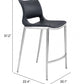HomeRoots 25" Black And Silver Steel Low Back Counter Height Bar Chairs in Set of Two
