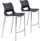 HomeRoots 25" Black And Silver Steel Low Back Counter Height Bar Chairs in Set of Two