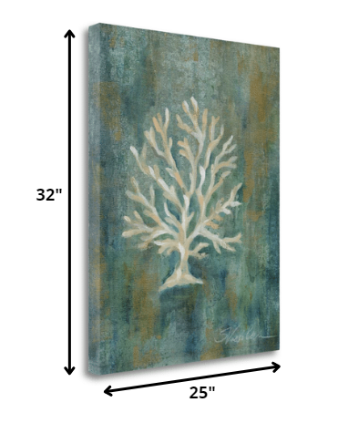 HomeRoots 25" Blue Sea Coral Giclee Wrap Canvas Wall Art