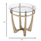 HomeRoots 25" Champagne Gold And Clear Glass Round Mirrored End Table