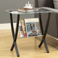HomeRoots 25" Clear Glass End Table With Brown Finish