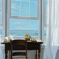 HomeRoots 25" Desk with Ocean View 2 Giclee Wrap Canvas Wall Art