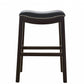 HomeRoots 25" Espresso and Black Saddle Style Counter Height Bar Stool