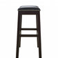 HomeRoots 25" Espresso and Black Saddle Style Counter Height Bar Stool