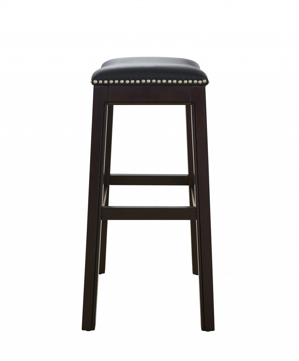 HomeRoots 25" Espresso and Black Saddle Style Counter Height Bar Stool