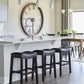 HomeRoots 25" Espresso and Black Saddle Style Counter Height Bar Stool