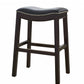 HomeRoots 25" Espresso and Black Saddle Style Counter Height Bar Stool