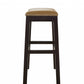 HomeRoots 25" Espresso and Carmel Saddle Style Counter Height Bar Stool